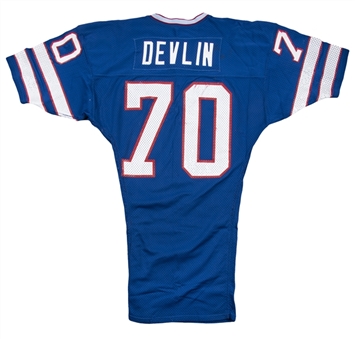 1980s Joe Devlin Game Used Buffalo Bills Home Jersey